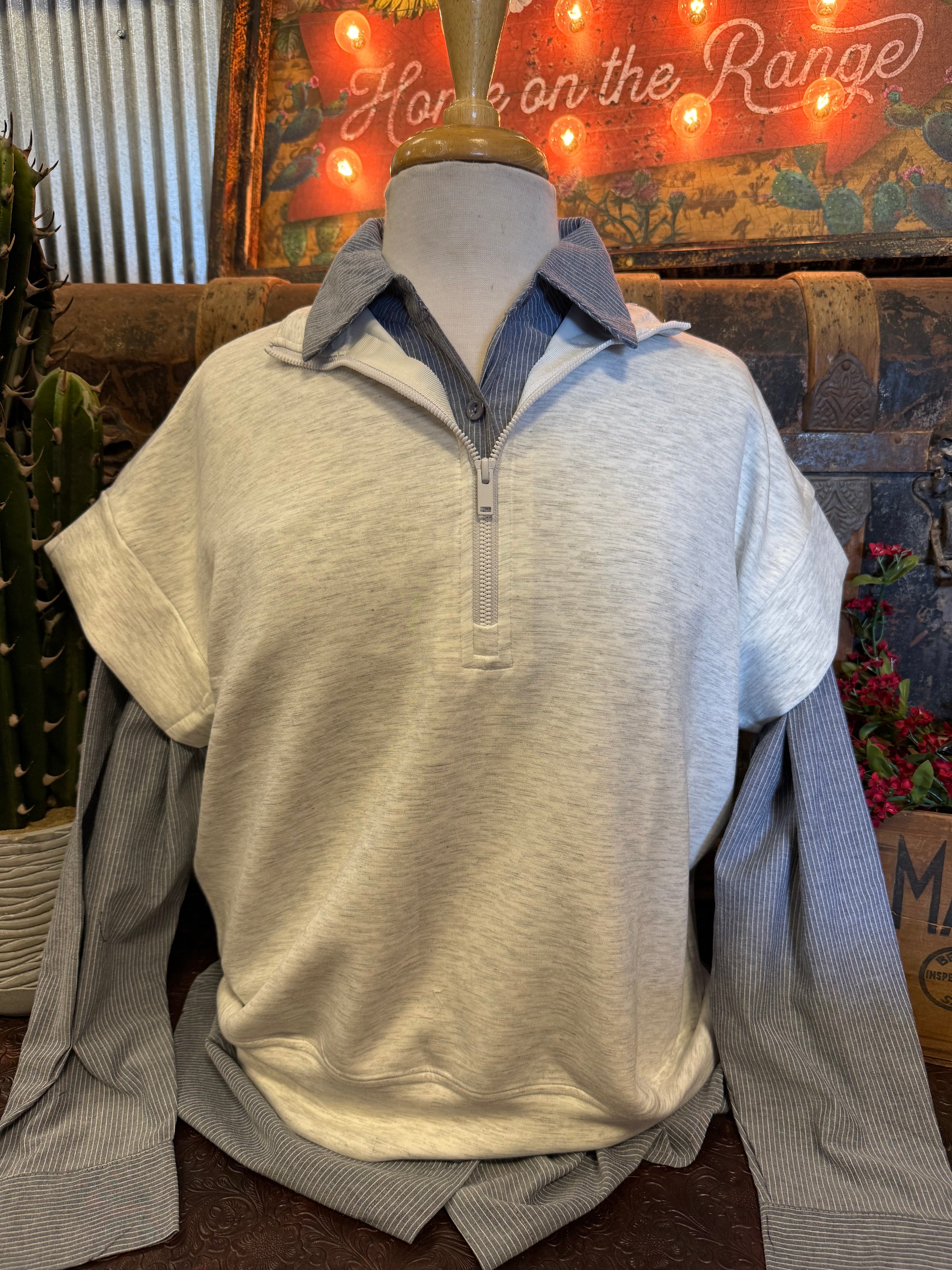 RM Grey Zip Sleeveless