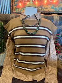 VJ Mocha/Choc Stripe Sweater Vest