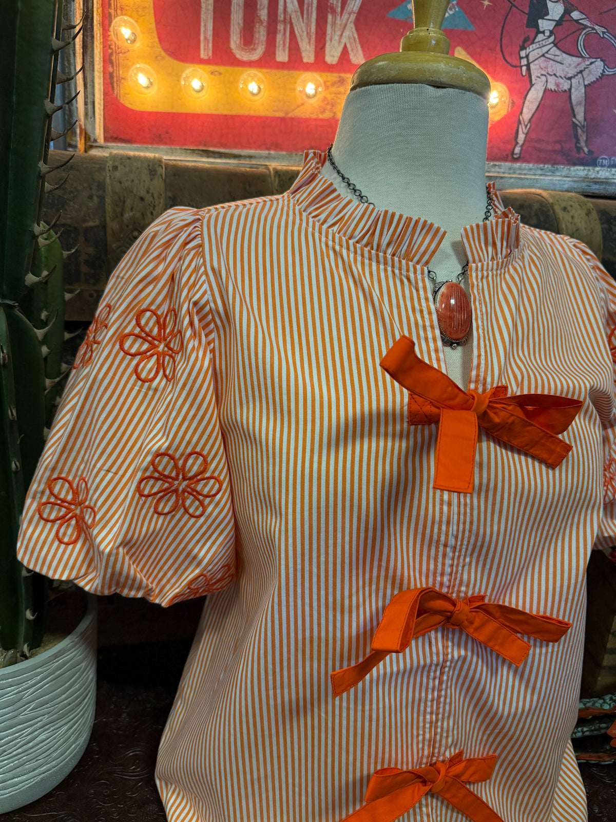 JD Orange Bow Top