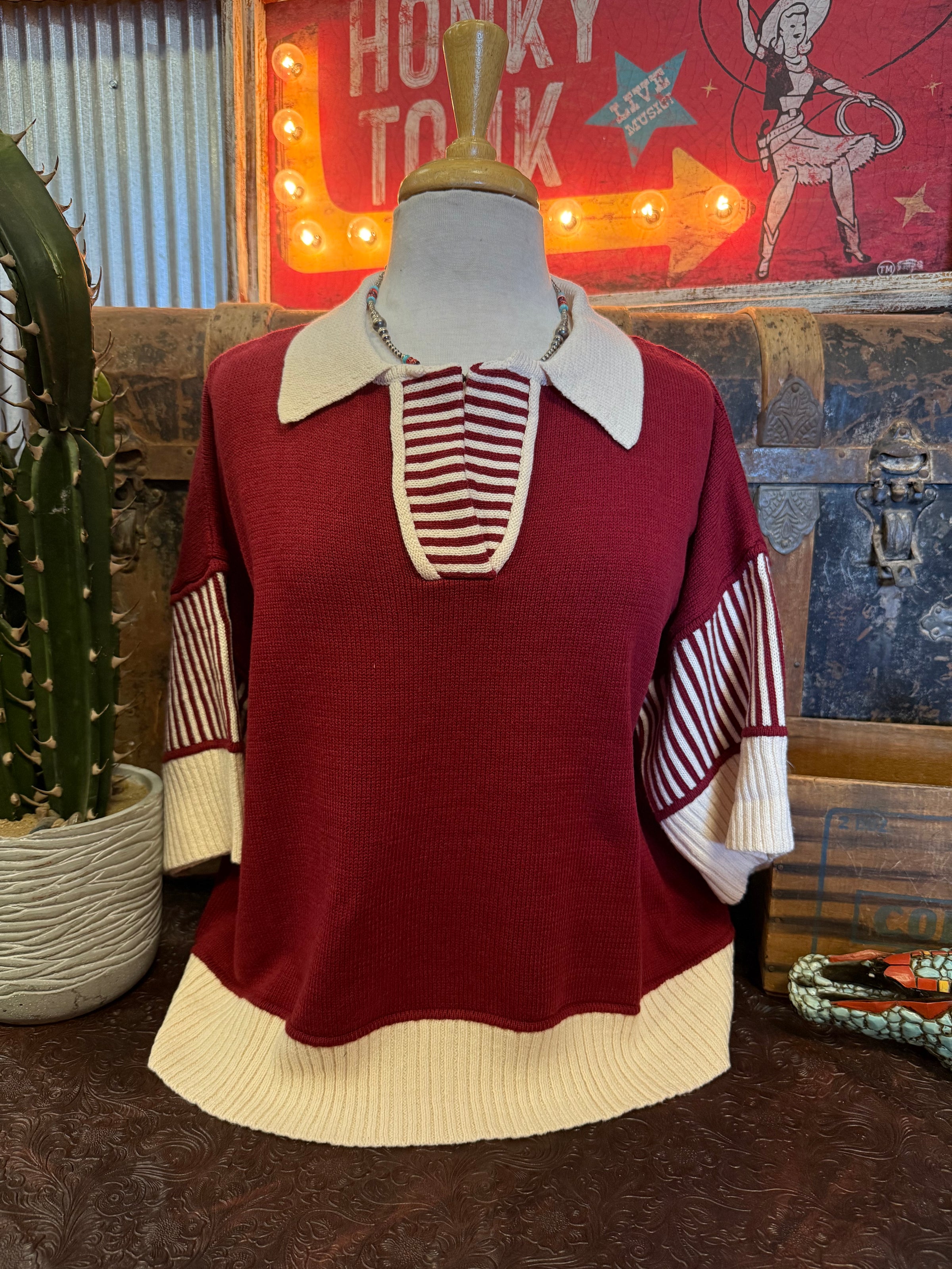 SS Wine Half Sleeve Sweater