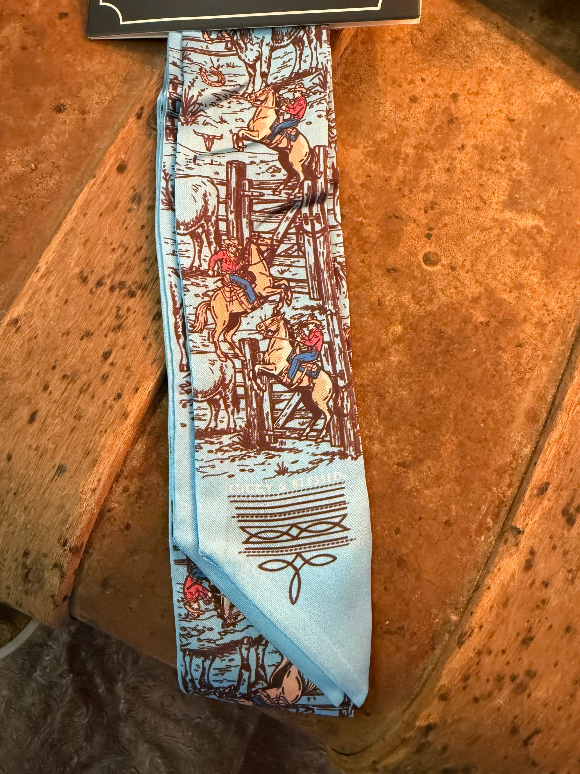 LB Blue Western Print Twilly