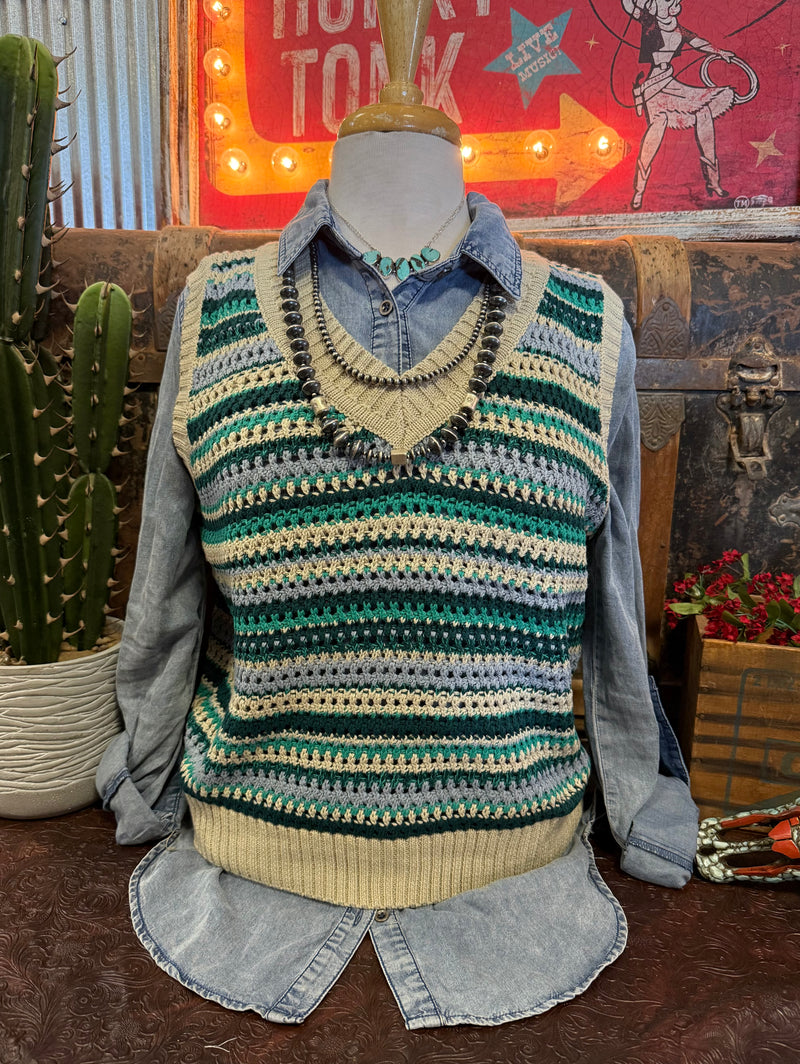 WL Multi Teal Sweater Vest