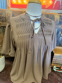 SS Mocha Puff Sleeve