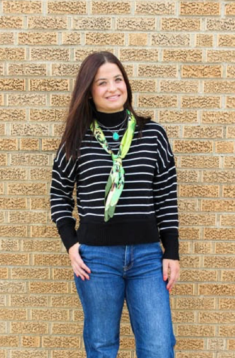 BP Black White Stripe Sweater