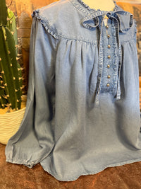 EN Denim Studded Top