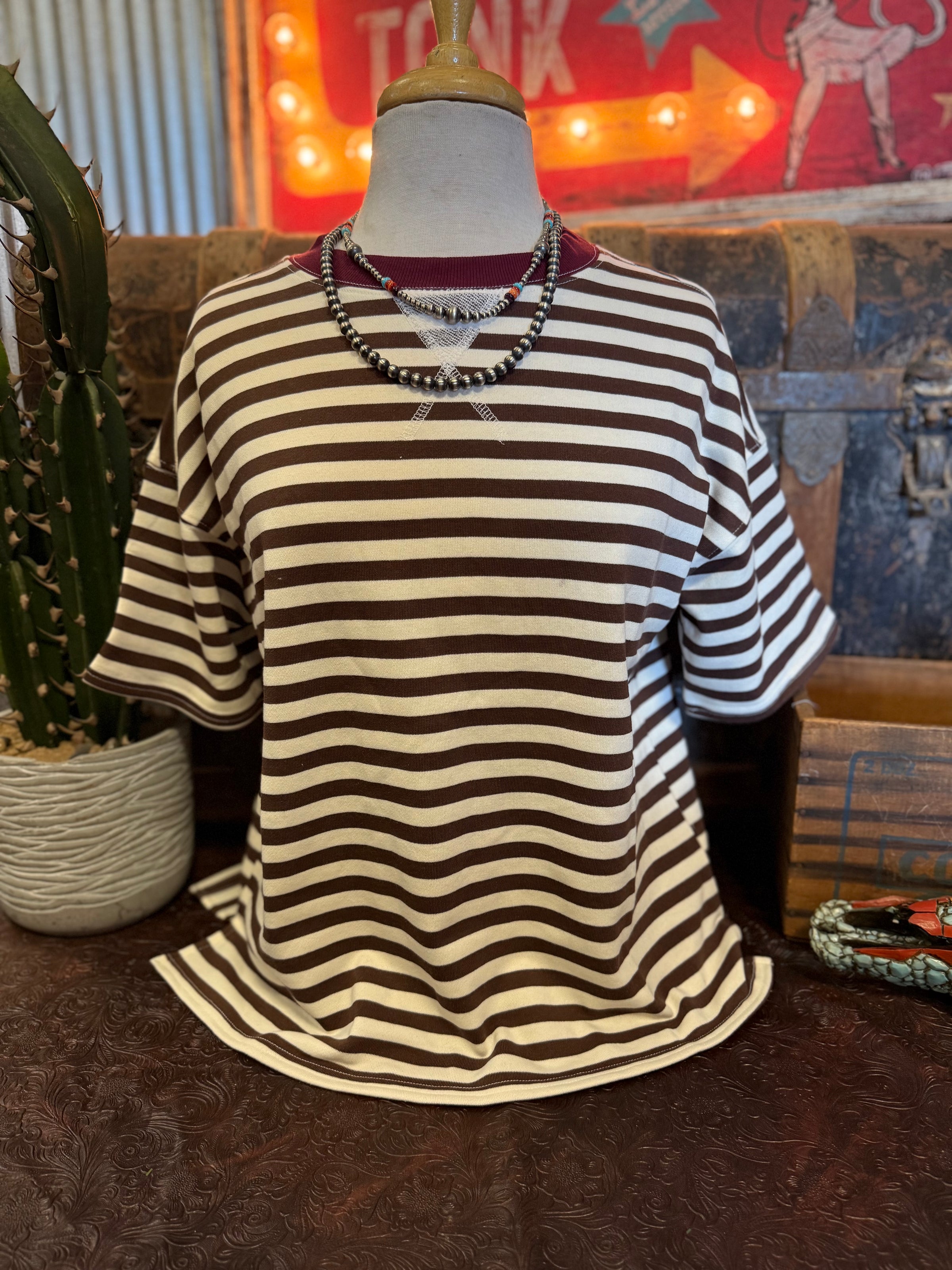 BP Mocha/Burgundy Stripe SS
