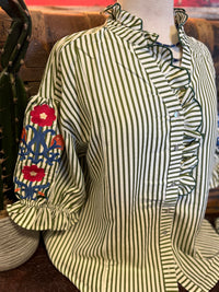 UM Olive Floral Button up
