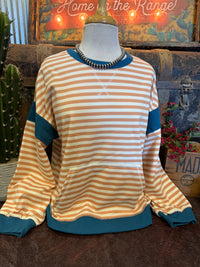 VJ Apricot/Teal Stripe LS
