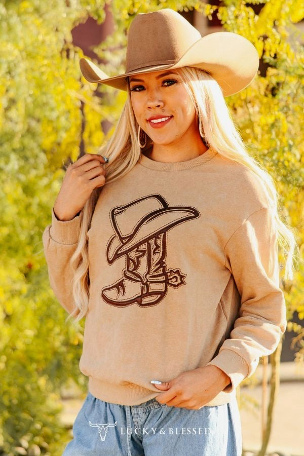LB Tan Boot Sweatshirt