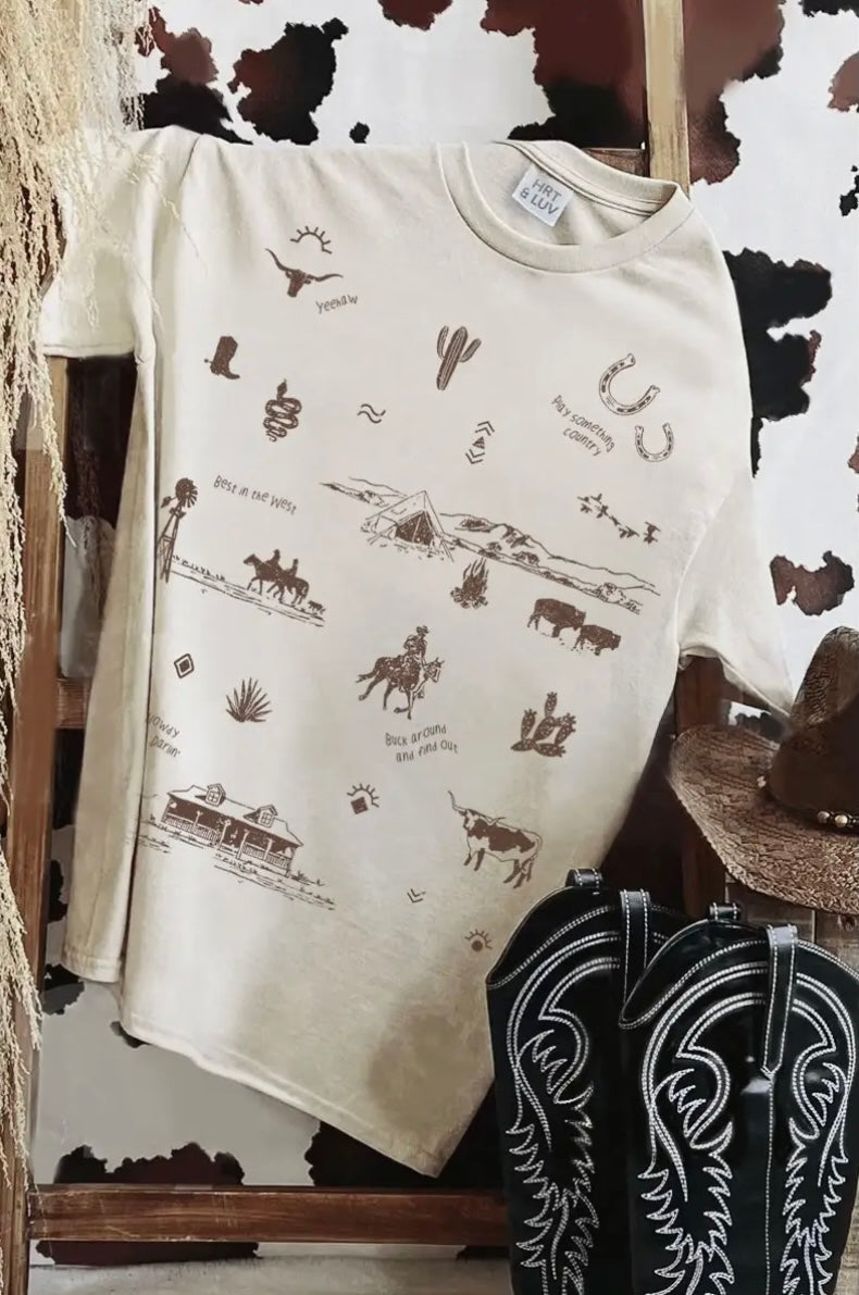 HL Western Allover Tee Ivory