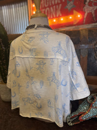 VJ LT Blue Western Tee