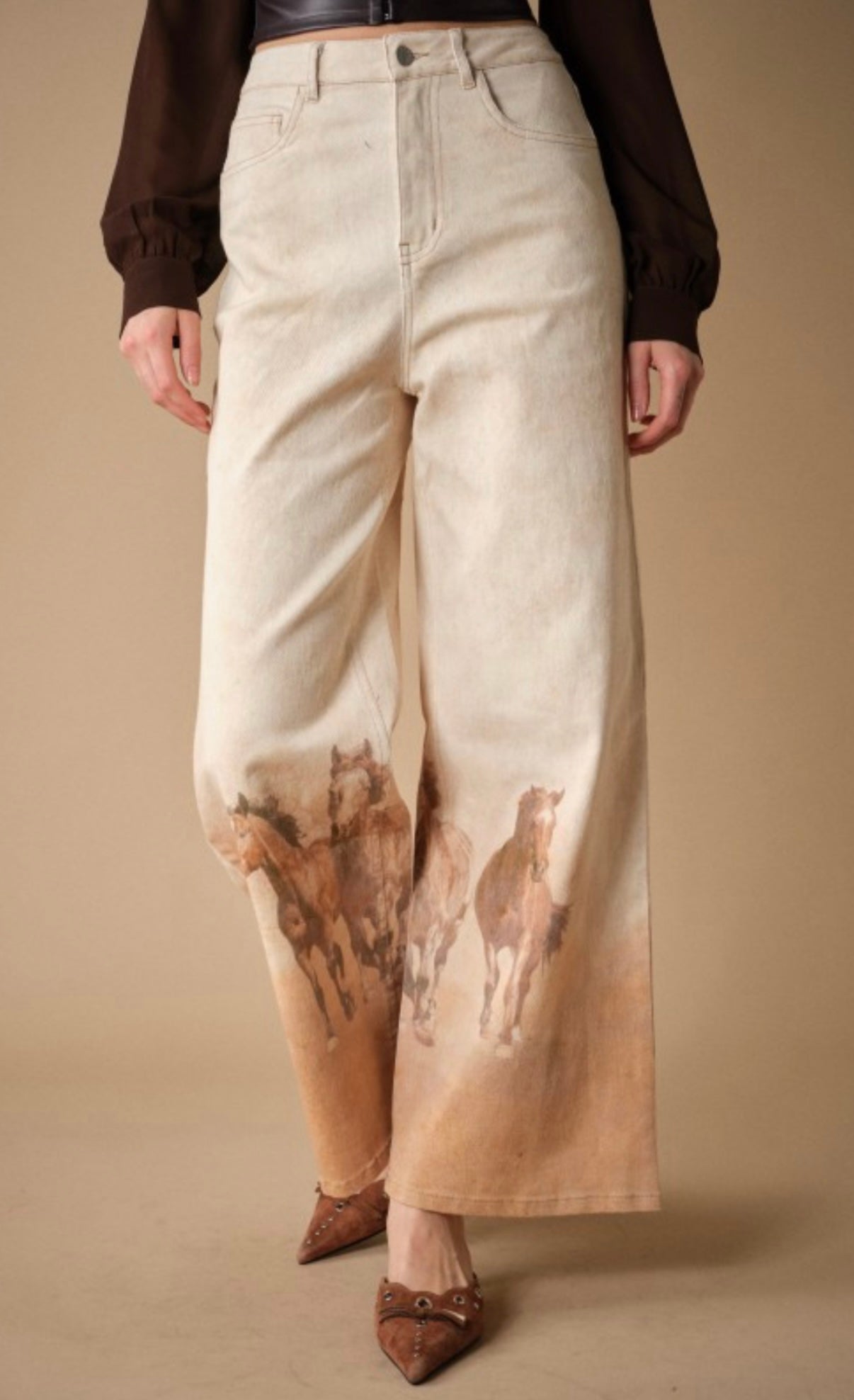 BB Tan Horse Print Jeans