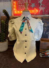 LB Faux Leather Ivory Top