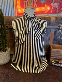 SS Black Stripe Sleeveless Bow