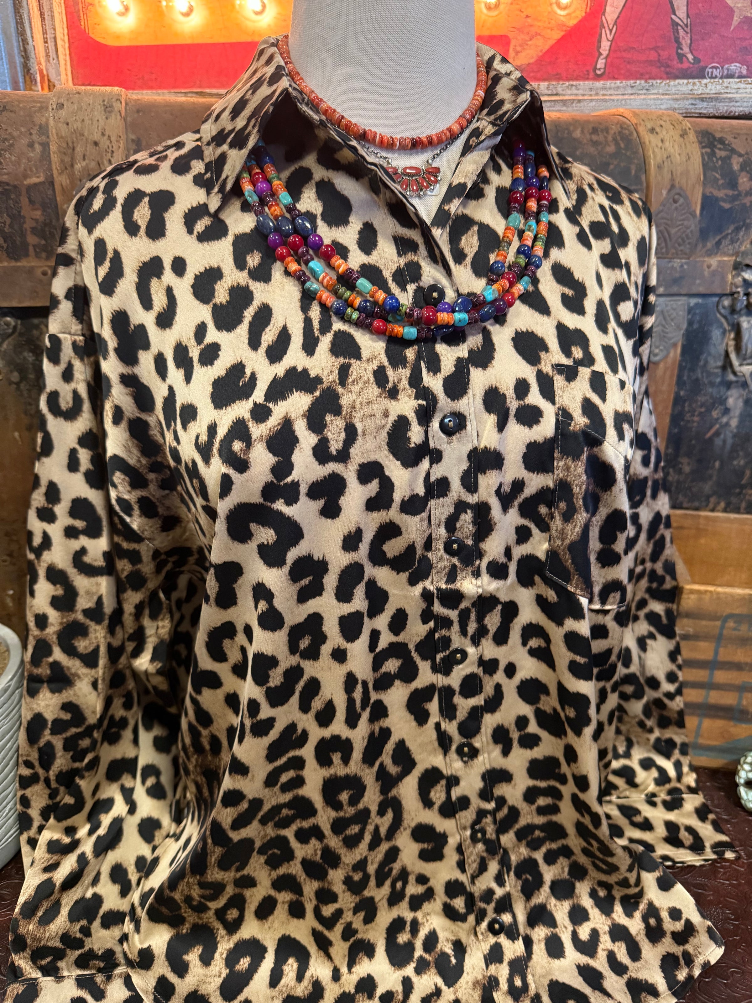 EE Leopard Button Up
