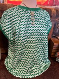 VJ Green Checker Cap Sleeve