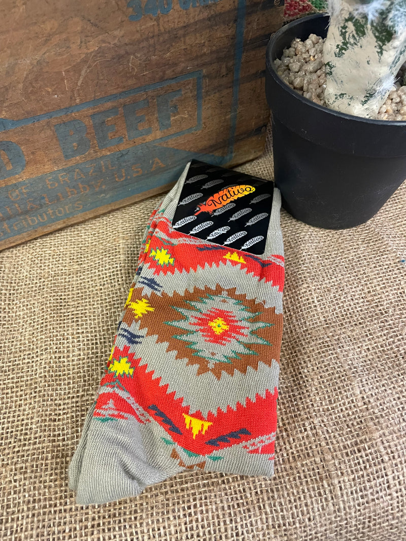 NT Tan/Red Aztec Socks