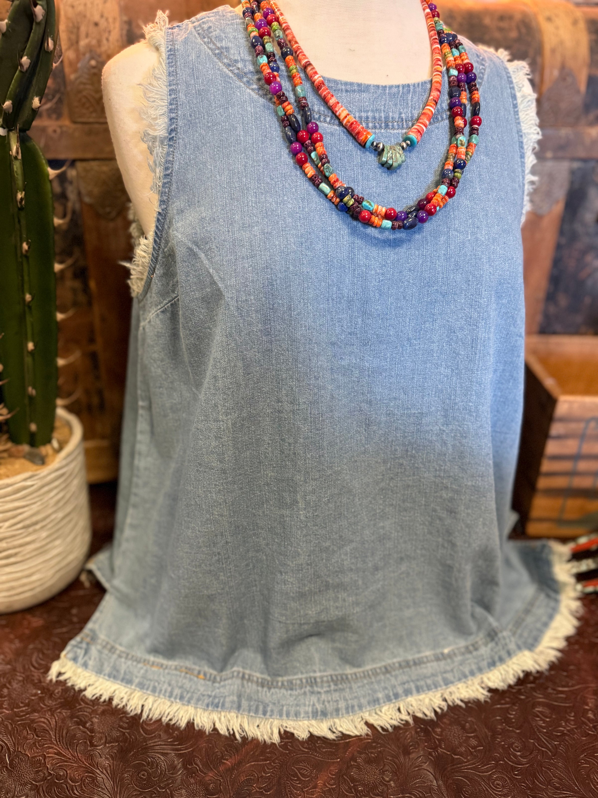 UM Light Denim Frayed Sleeveless