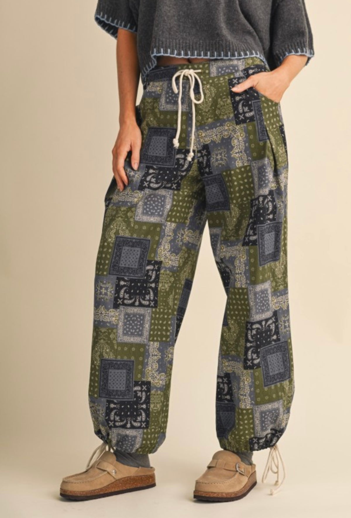 MR Olive Paisley Joggers