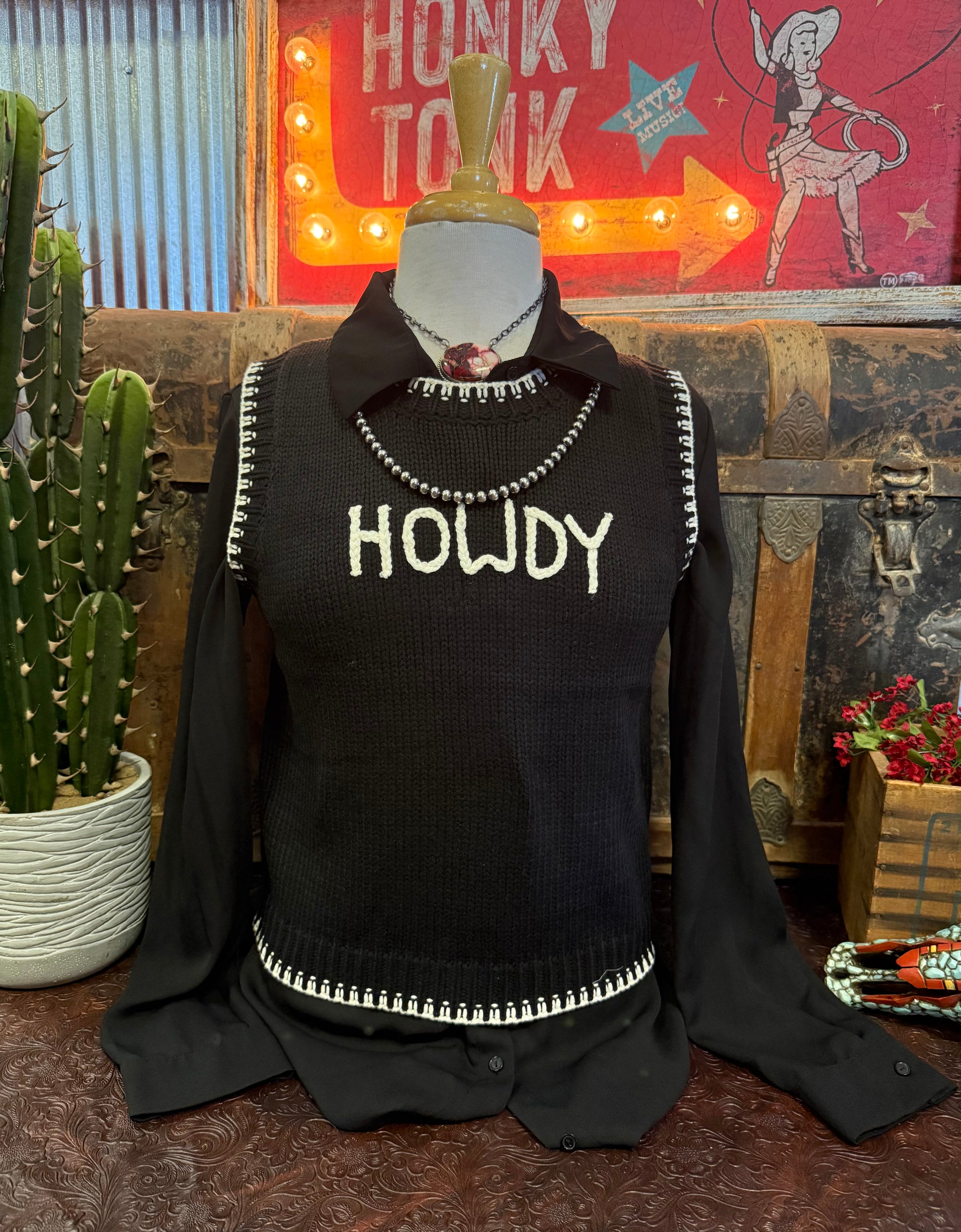 TH Black Howdy Sweater Vest
