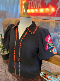JD Black/Orange Floral SS