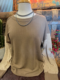 VJ Mocha Stripe LS