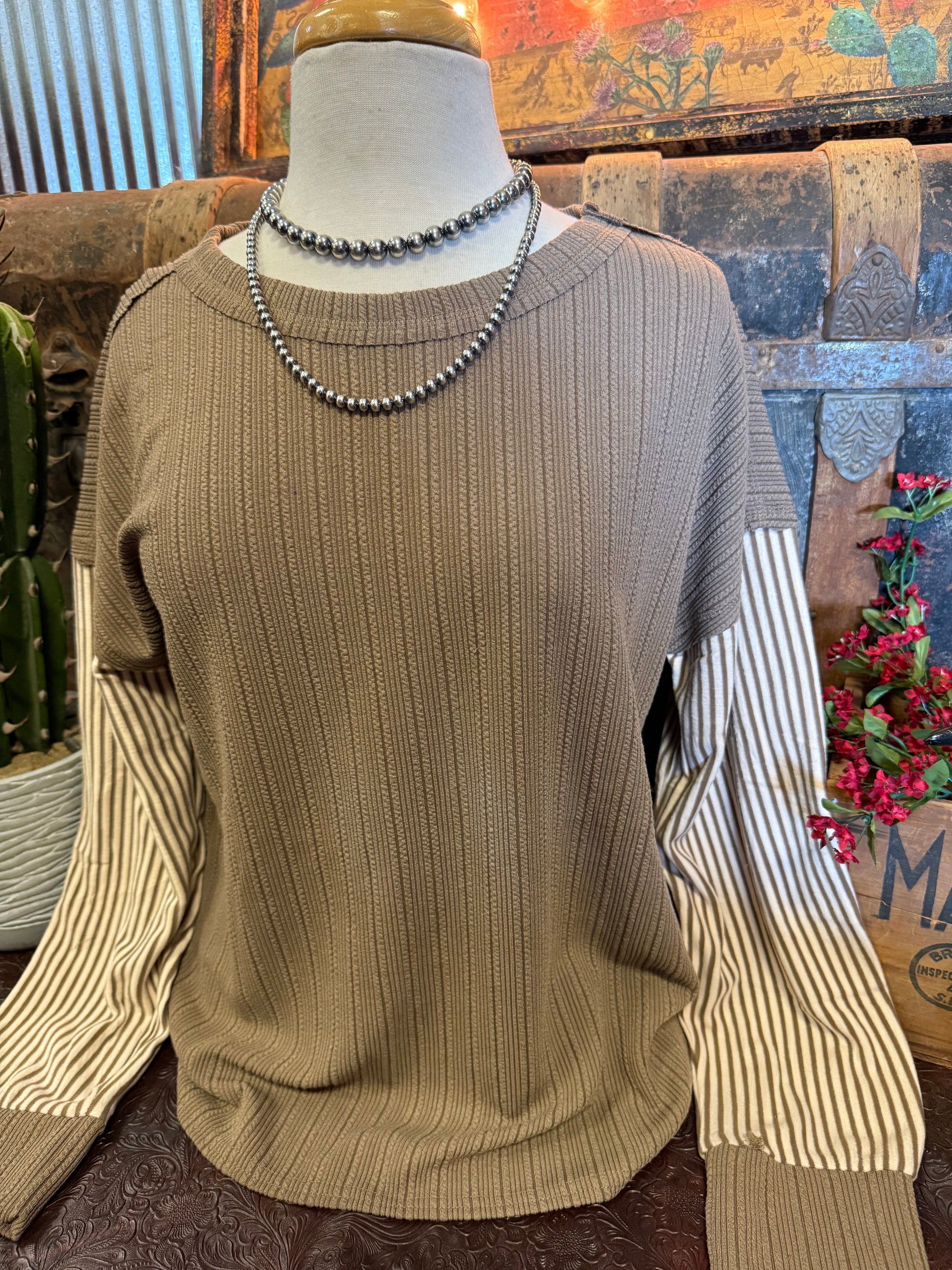 VJ Mocha Stripe LS