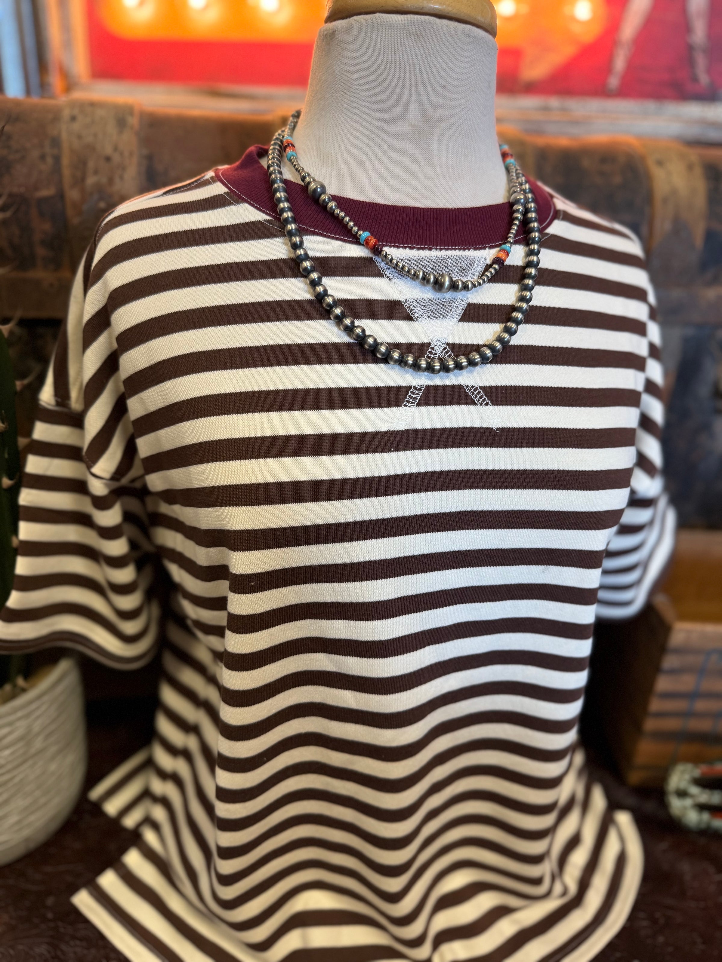 BP Mocha/Burgundy Stripe SS