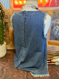 UM Dark Wash Frayed Sleeveless