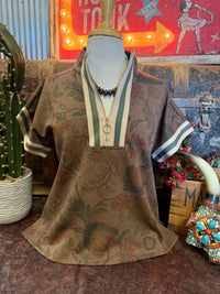 JD Brown Floral Half Zip