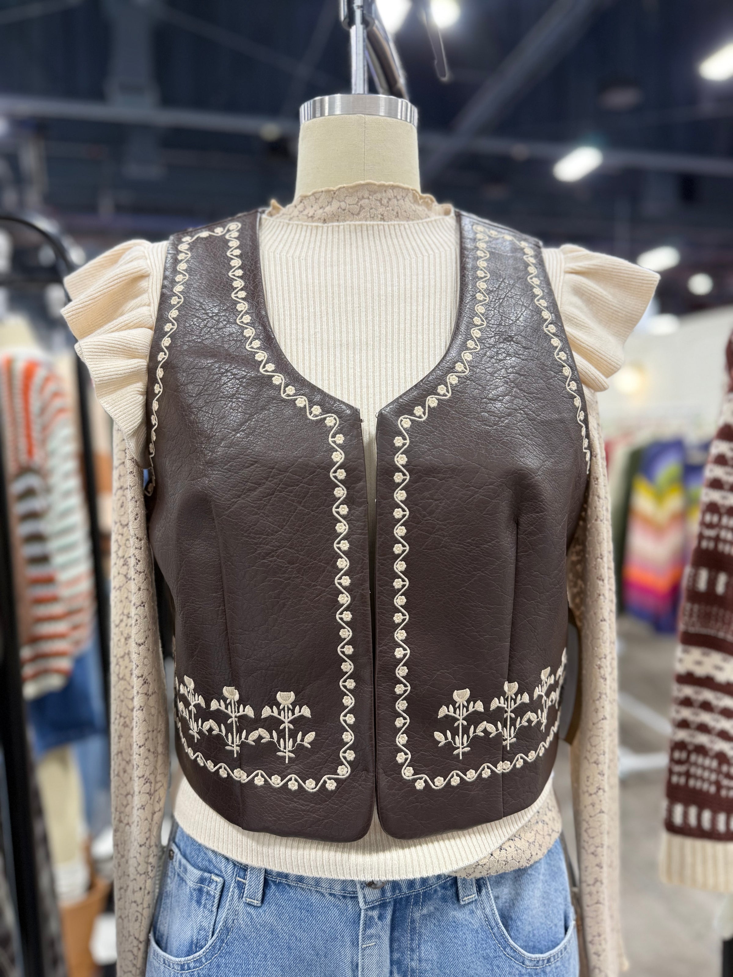LS Faux Chocolate Leather Vest