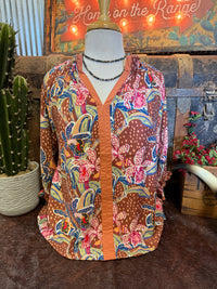 UM Brown Floral 3/4 Sleeve