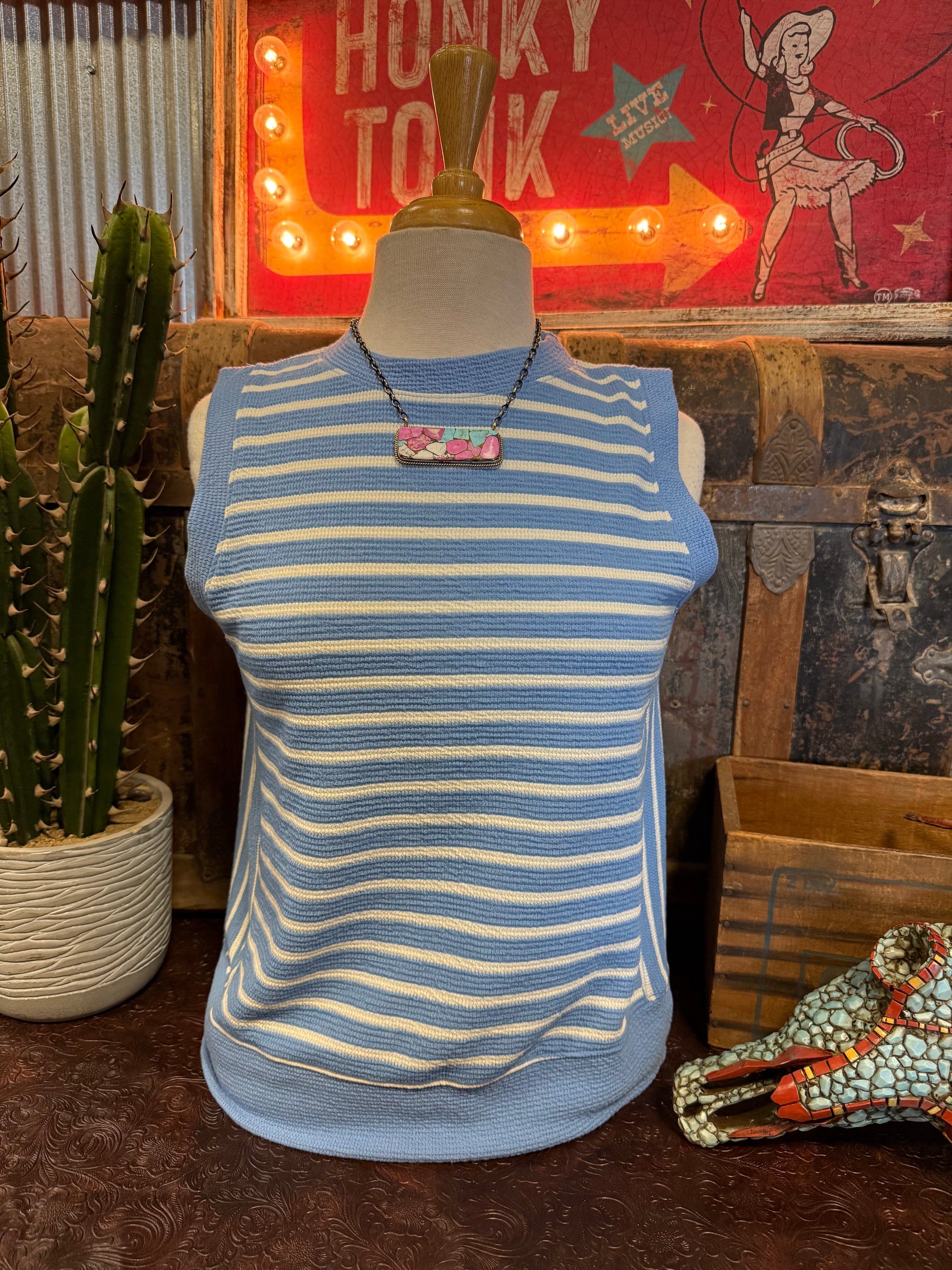 TB Blue White Stripe Sleeveless