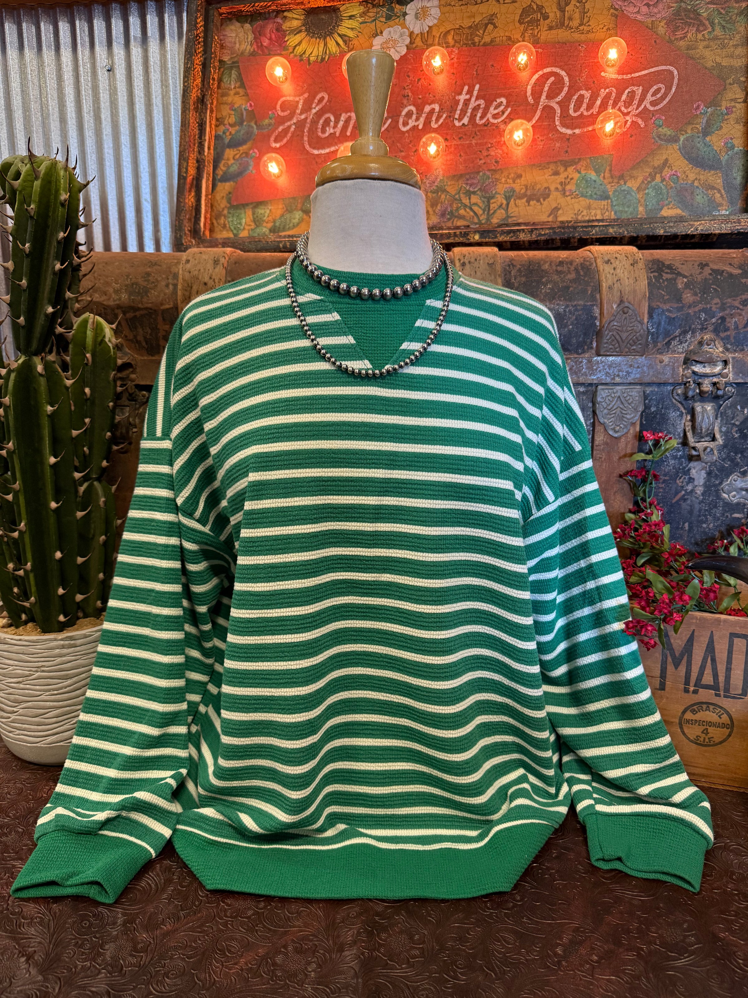TB Green White Stripe LS