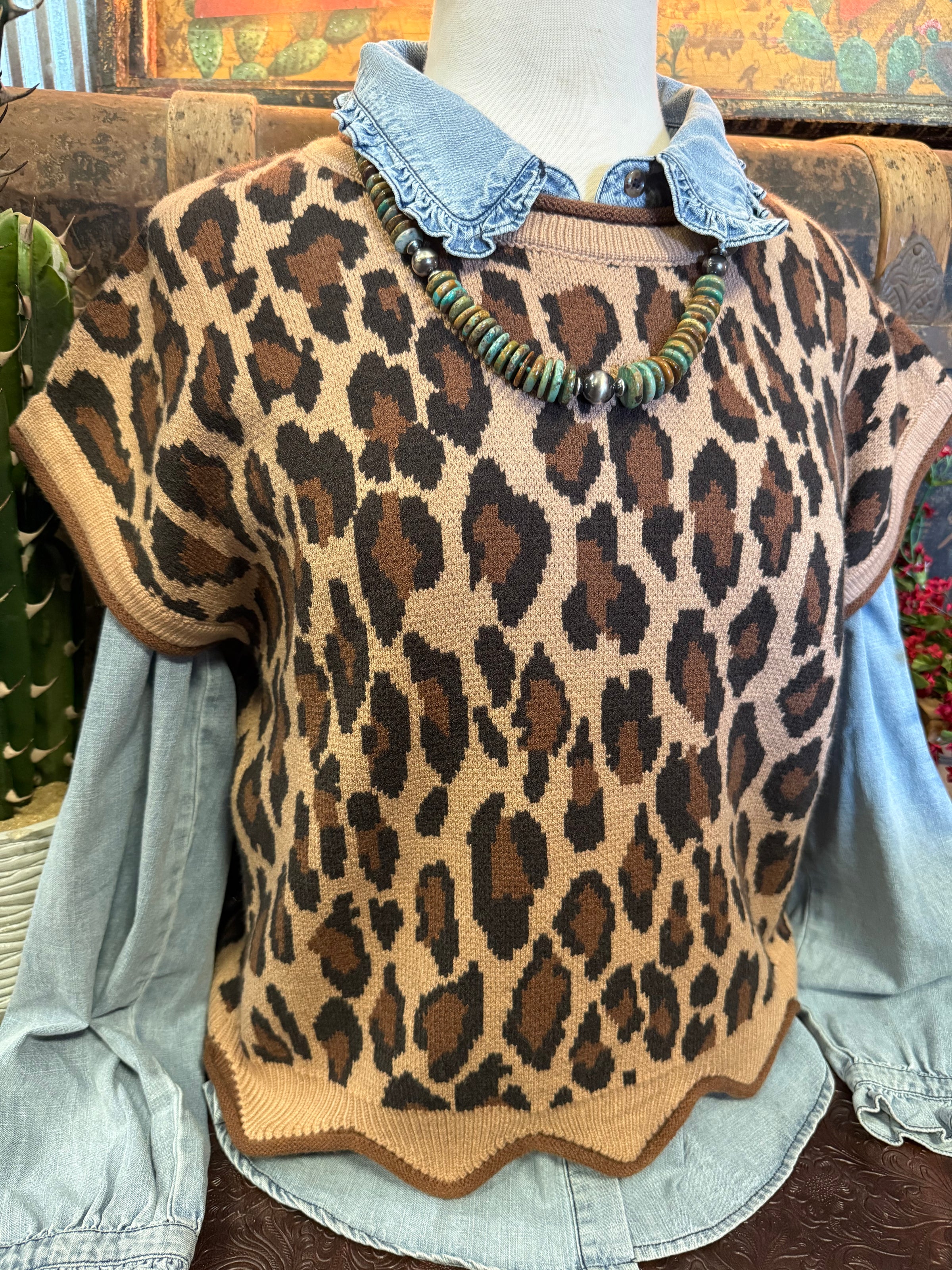 SS Leopard Sweater Vest