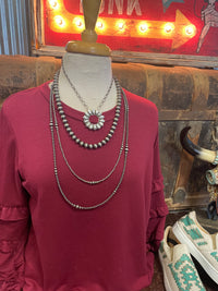 AC Burgundy Ruffle Top