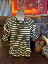 TB Olive Stripe Short Sleeve