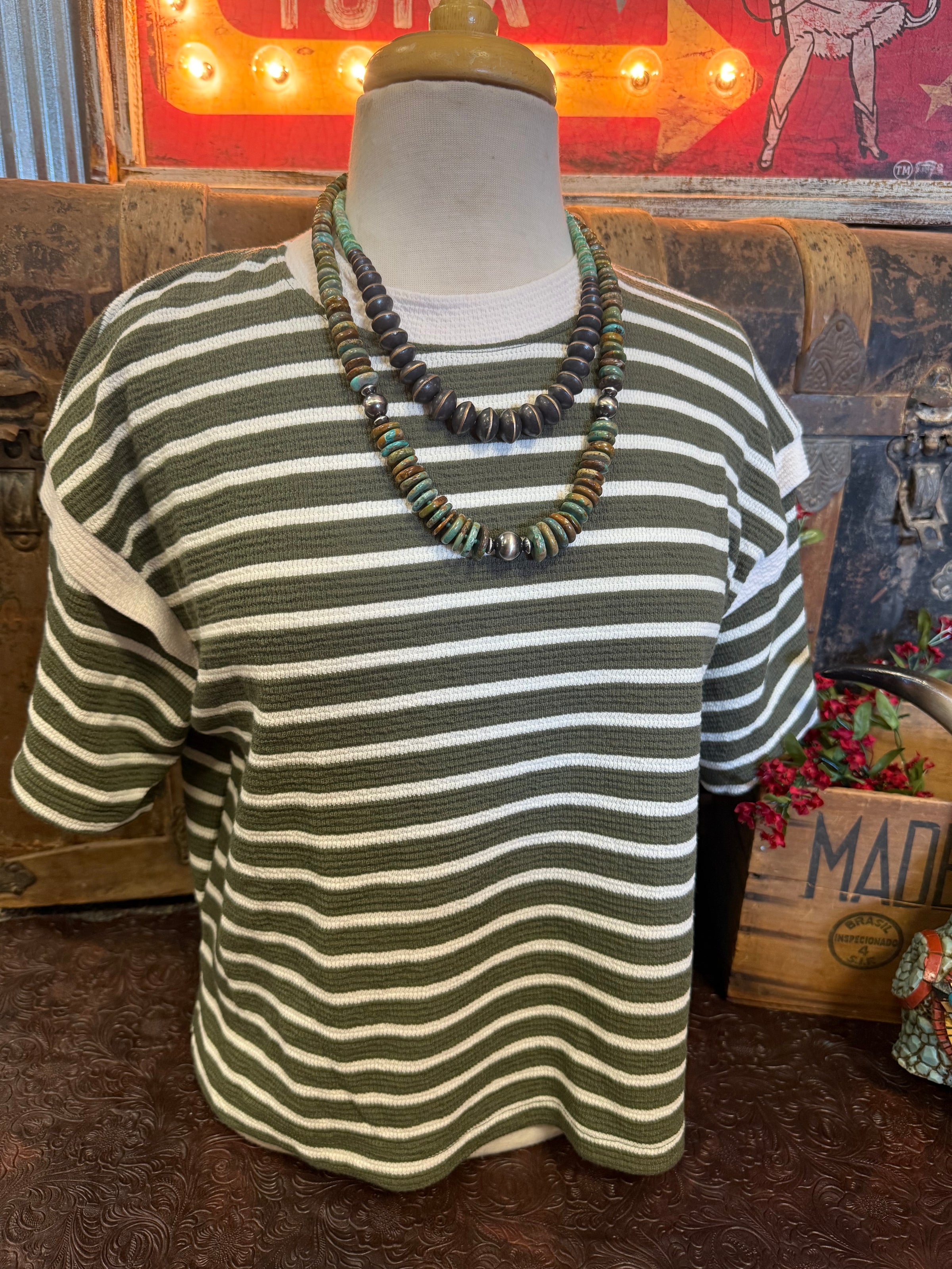 TB Olive Stripe Short Sleeve