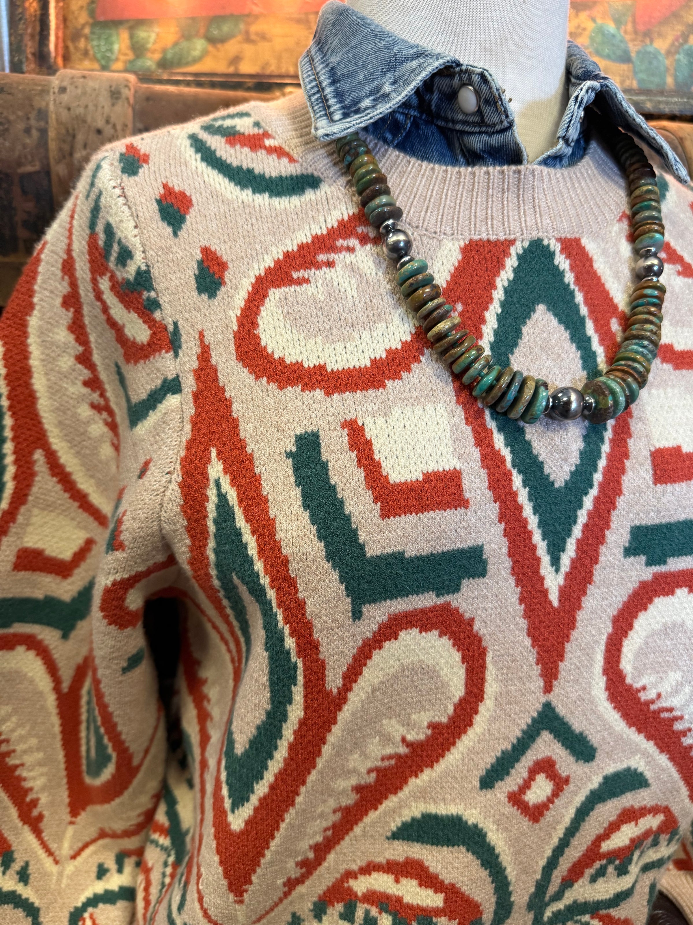 JD Oatmeal/Rust/Green Sweater