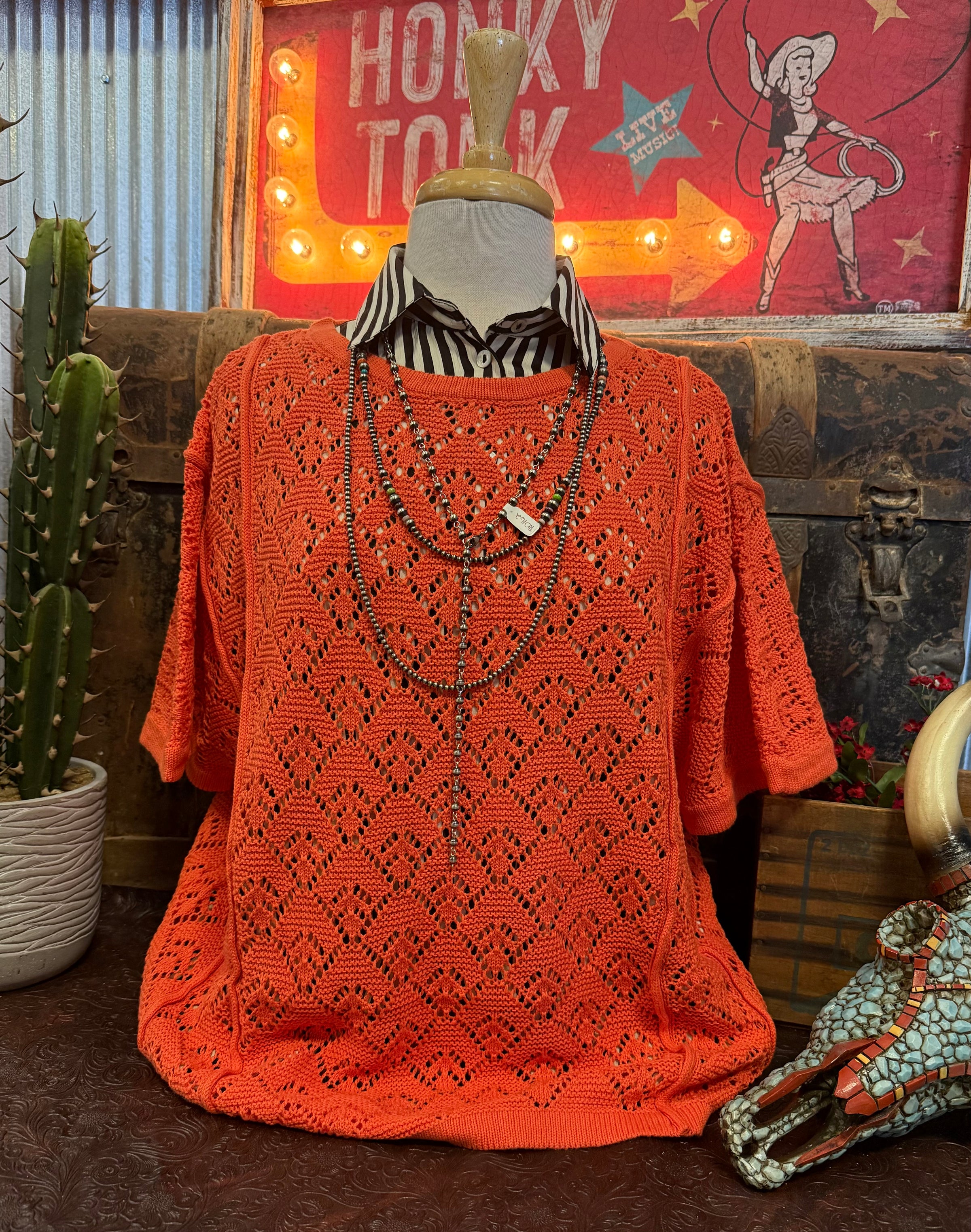 ES Orange Knit Top