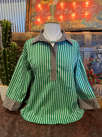 SS Green Stripe 3/4 Sleeve