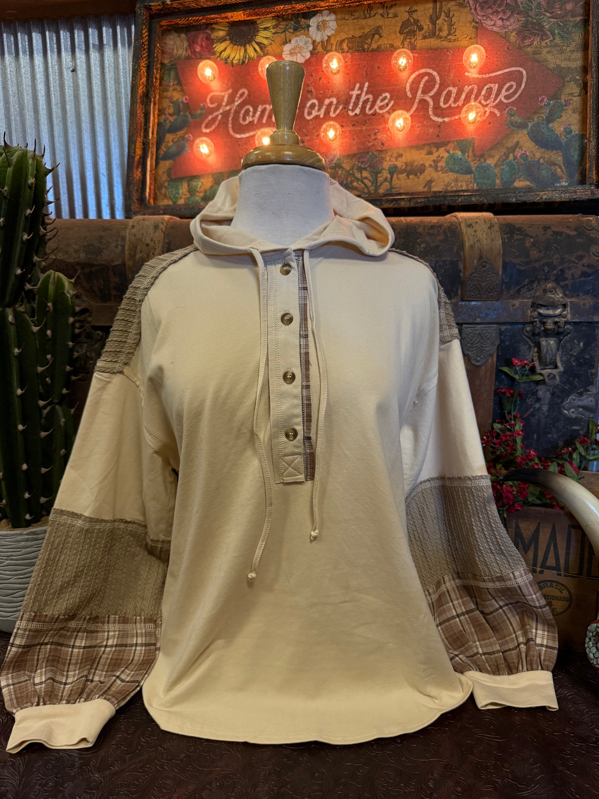 VJ Natural Plaid Hoodie
