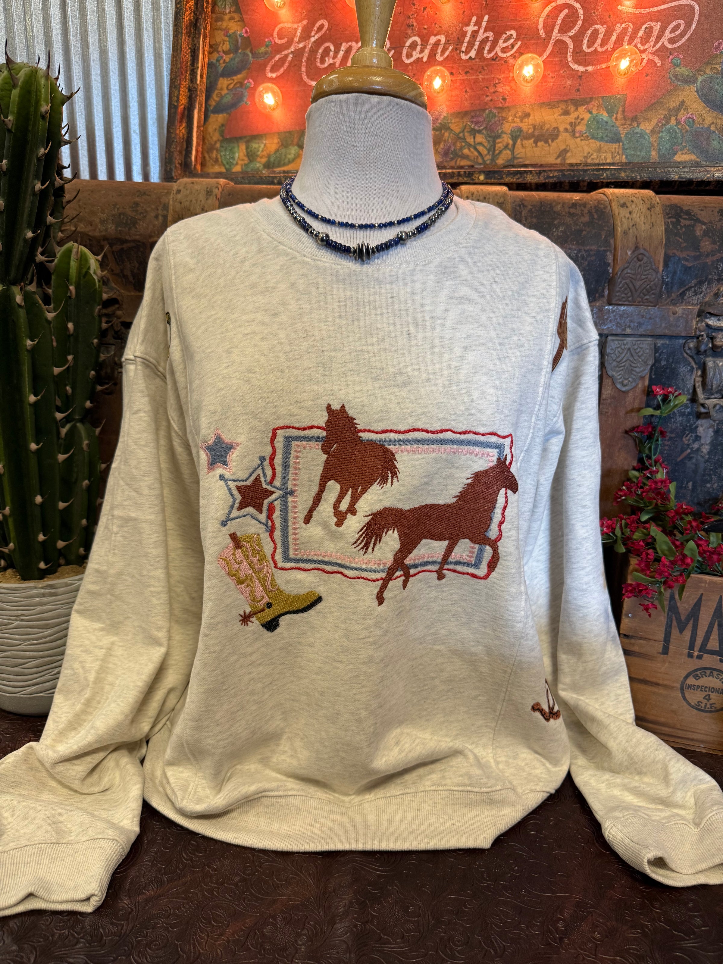 BB White Western Sweatshirt