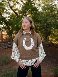 SD Mocha Horseshoe Sweater Vest