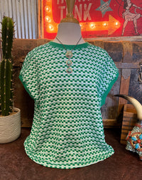 VJ Green Checker Cap Sleeve