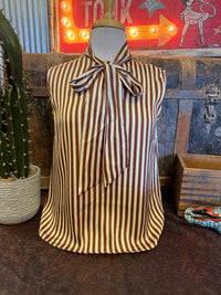 SS Brown Stripe Sleeveless Bow