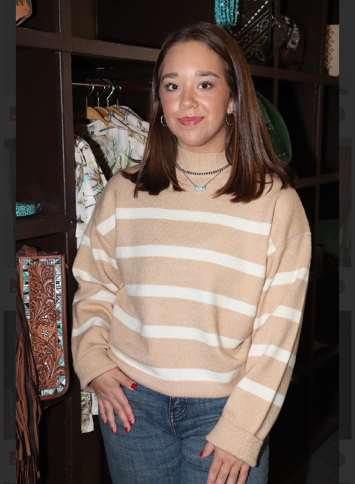 HF Taupe Stripe Sweater
