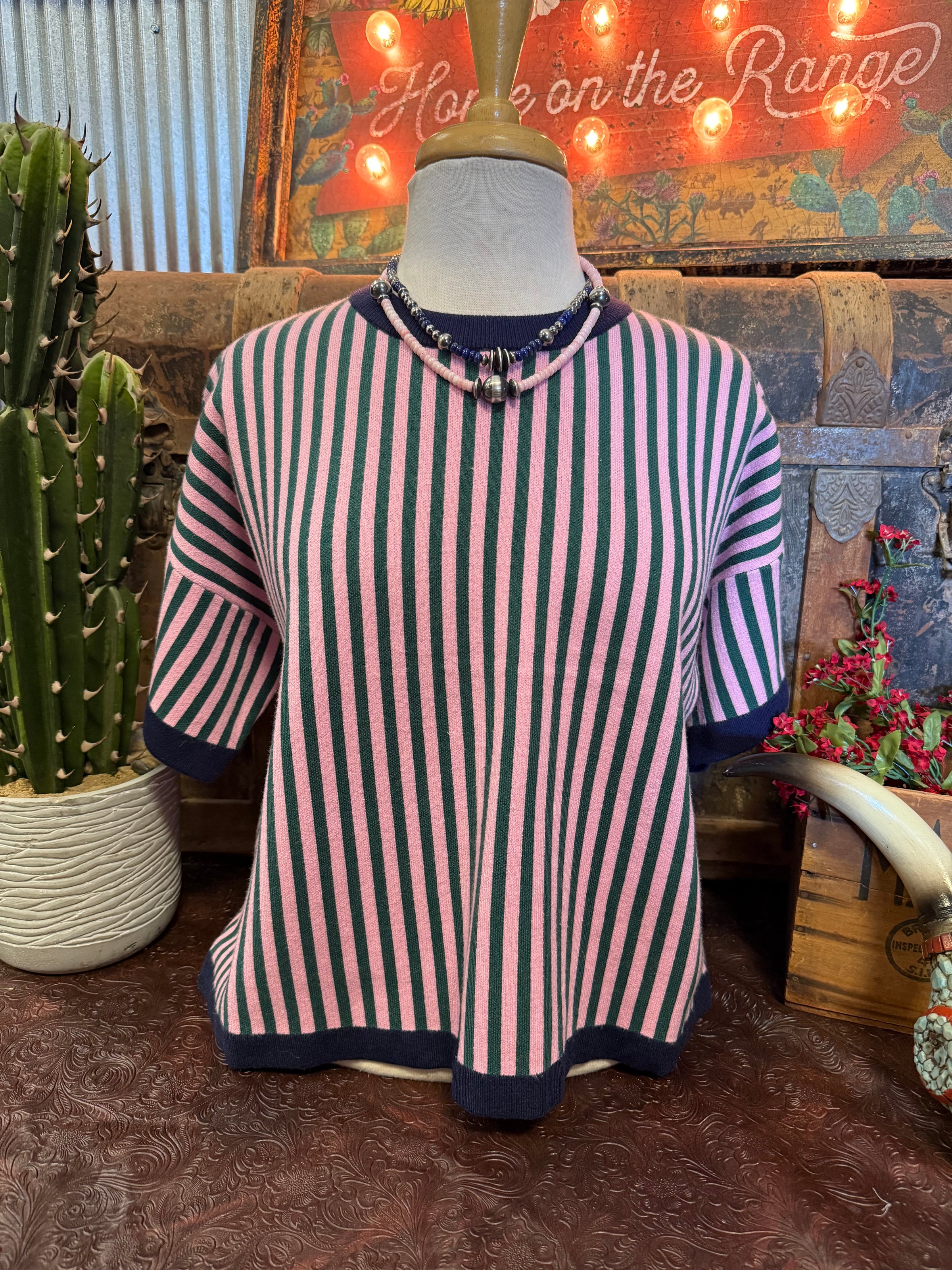 SS Navy/Pink SS Sweater