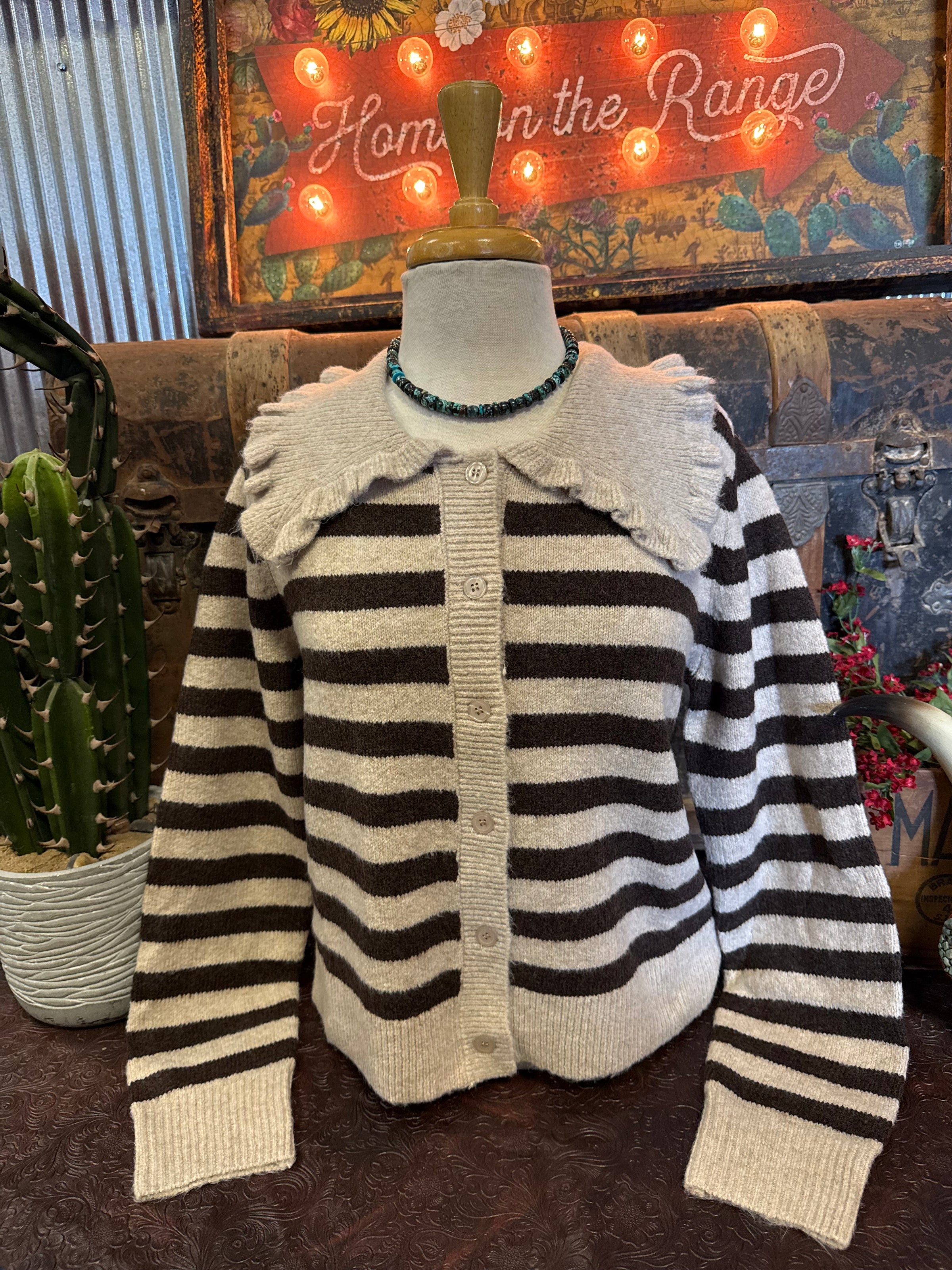 JD Oatmeal/Chocolate Cardigan