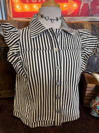 JD Black/White Denim Top